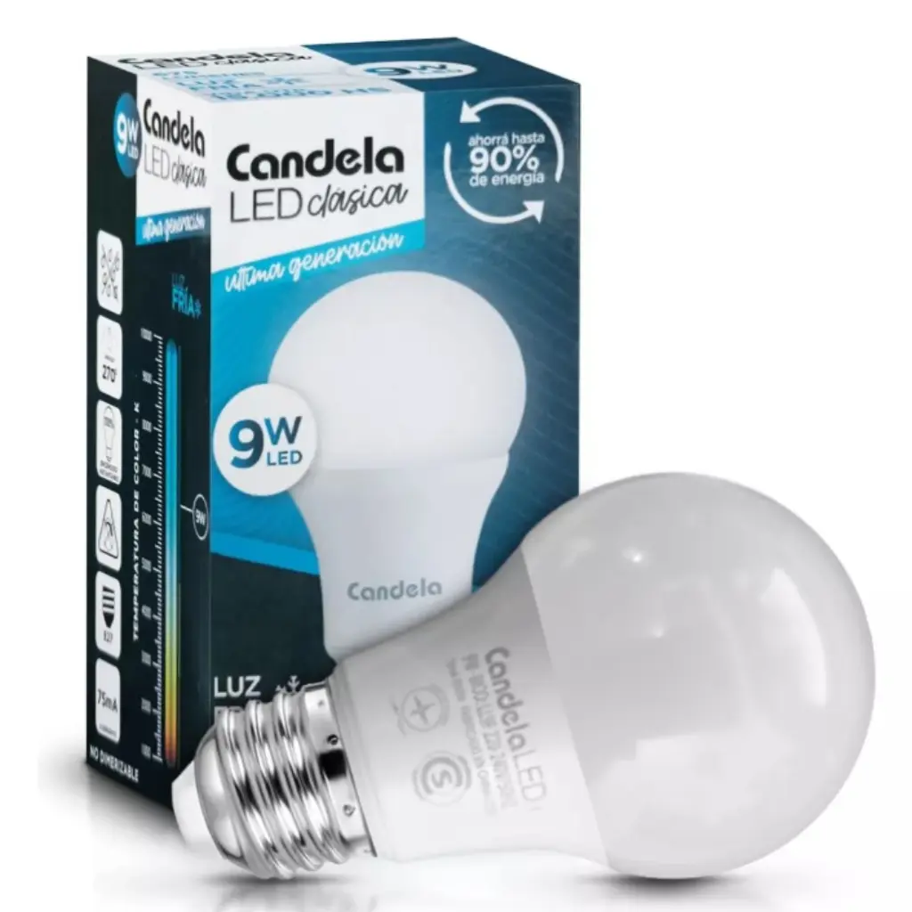 Lámpara Led Candela Clásica - Luz Fría 9W