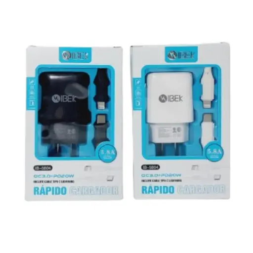 [IB-5807] Cargador Rápido Ibek 5.8A iPhone (entrada USB/ Tipo C)